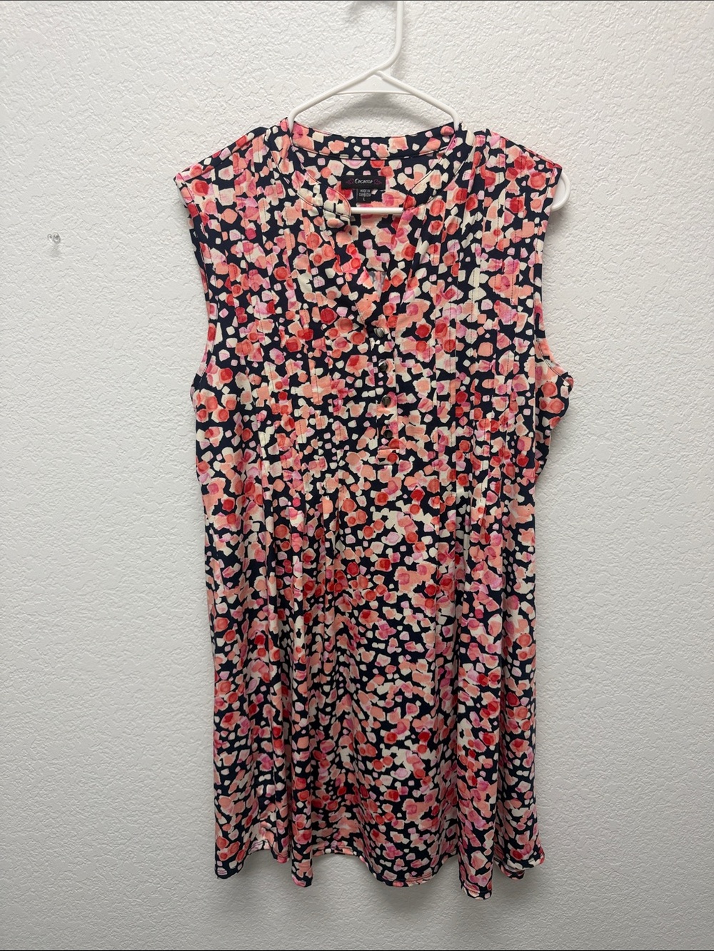 Cocomo Navy Floral Sleeveless Mini Dress with Pink and Coral Blossoms